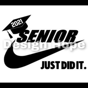 Senior 2021 4” swoosh decal